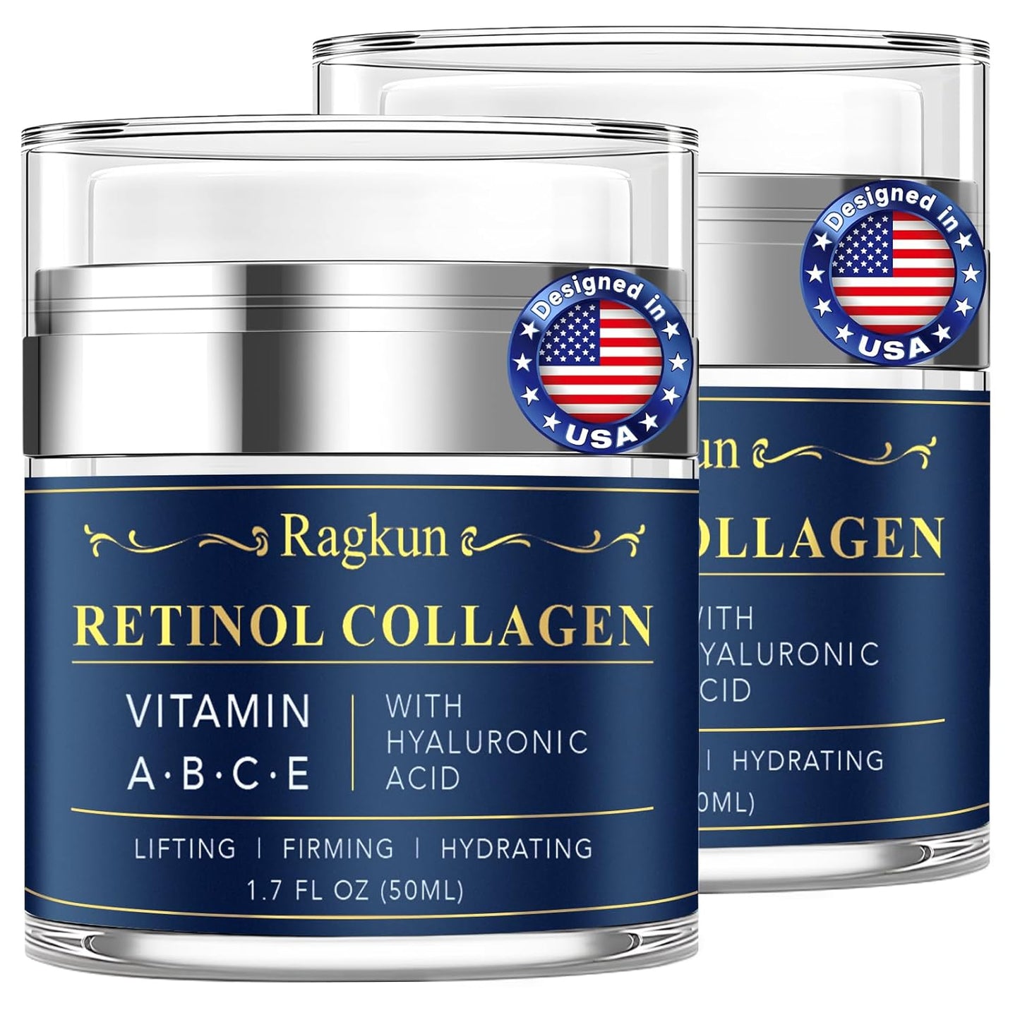 Retinol Cream for Face, Collagen Neck Creams for Tightening and Firming, Anti Aging Day & Night Facial Moisturizer for Women & Men, Instant Face Lift Wrinkle Cream 2-Pack