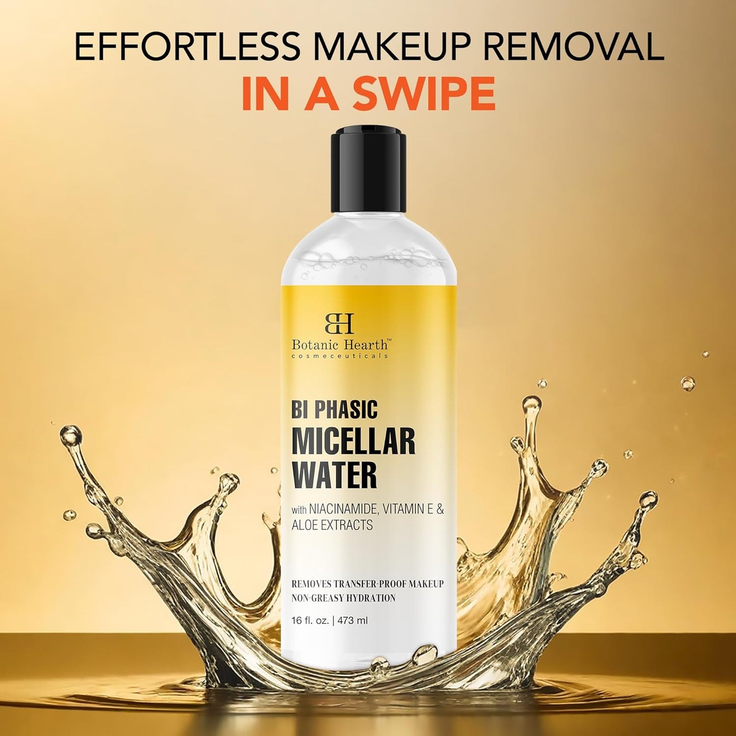 Botanic Hearth Bi|Phasic Micellar Water 16 Fl Oz | Gently Cleanses, Makeup Remover With Dual|Phase Formula, Suitable For All Skin Types