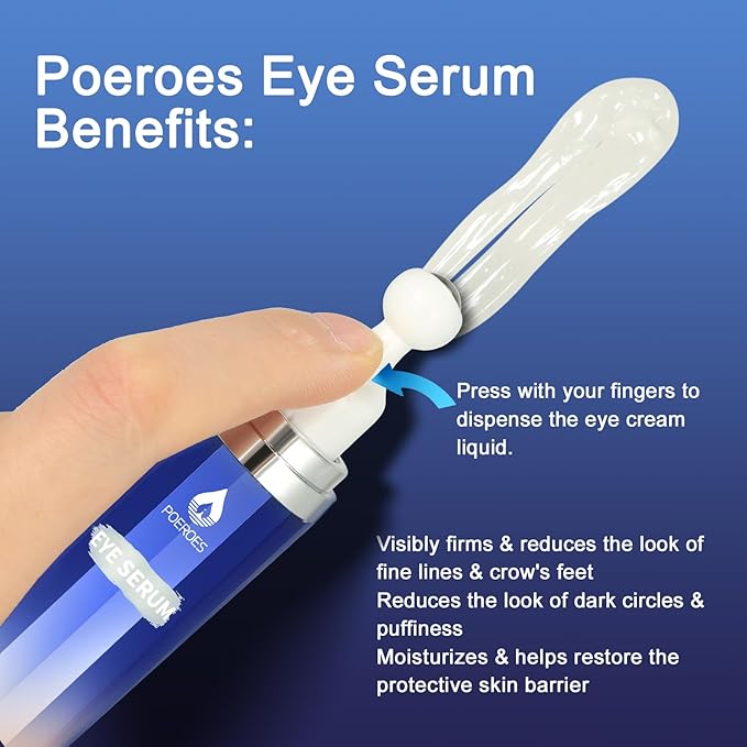 Eye Serum with 8% Caffeine 8% Retinol Hyaluronic Acid Niacinamide peptides for Puffy Bags Fine Lines Dark Circles Wrinkles, Under Eye Cream with 360° Roller Massage Ball, 0.5 fl. oz
