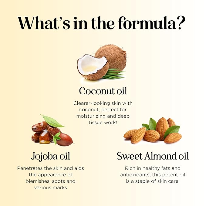 Luxurious Vanilla Massage Oil for Couples - Easy Glide Non Greasy Sweet Vanilla Sensual Massage Oils for Date Night with Silky Smooth Sweet Almond Oil Coconut and Jojoba - Vegan Non GMO & Gluten Free