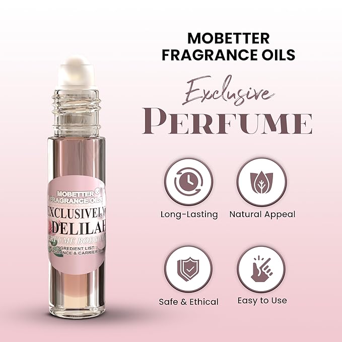 MOBETTER FRAGRANCE OILS' Exclusively Delilah Perfume Body Oil, Litchi, Pear, Bergamot, Grapefruit and Pink Pepper, Long Lasting, Travel Size