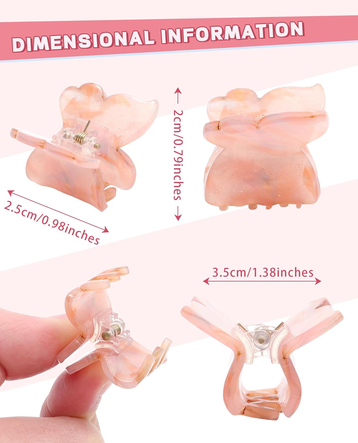 Sequins Butterfly Hair Clips - 12PCS Small Clamps for Thin Hair Styling Accessories, Classic Claws for Women & Girls