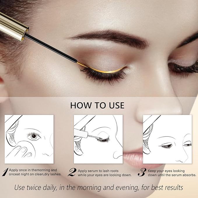 Eyelash Growth Serum – 15 Plant Extracts for Longer Lashes, Natural Beauty Enhancement,eyelash serum growth (Gold Black)
