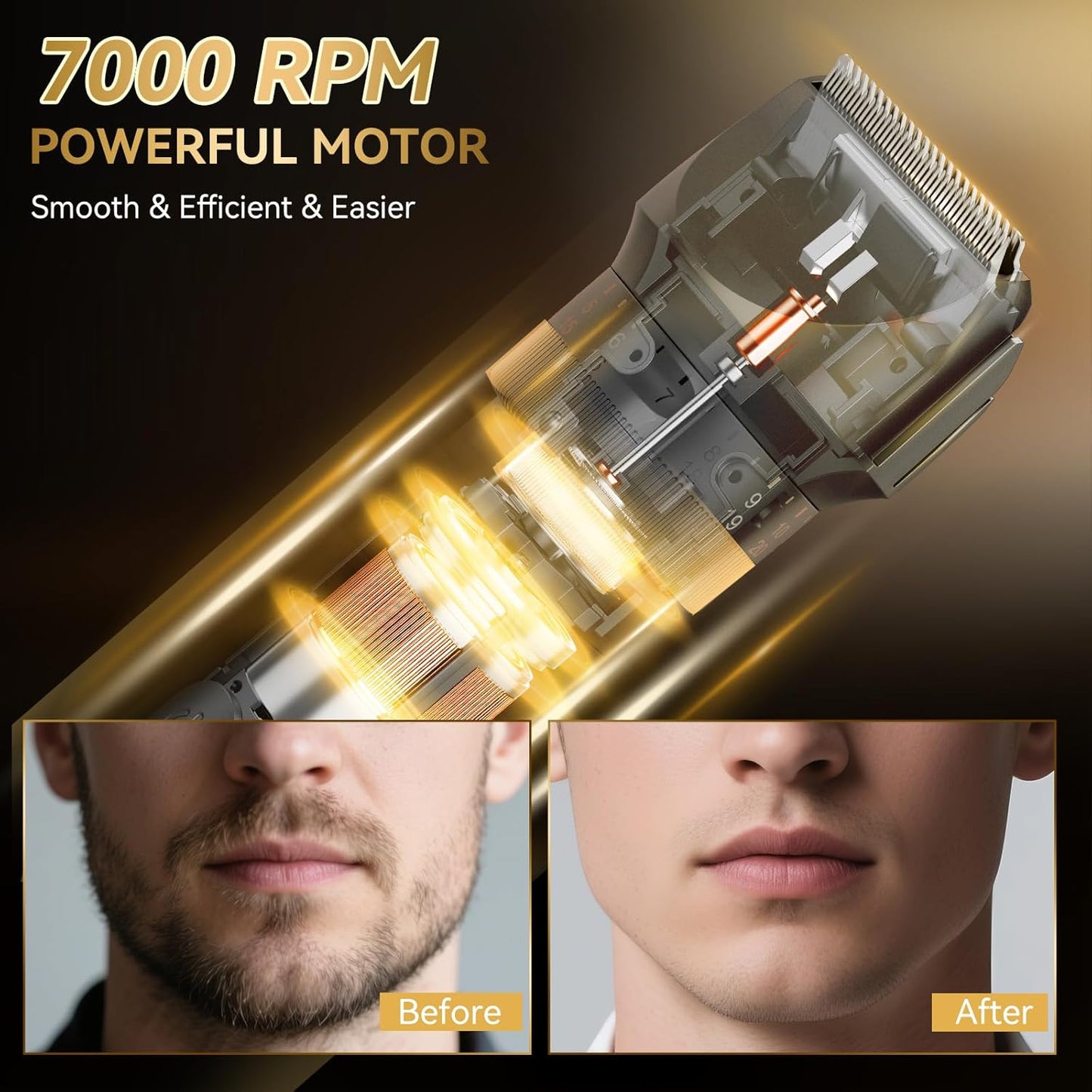 Beard Trimmer for Men - 42 Adjustable Length Settings Hair Clippers, Professional Body Hair Trimmer for Men Precision Facial Hair Trimming IPX6 Waterproof Nose Trimmers LED Display Mustache Trimmers