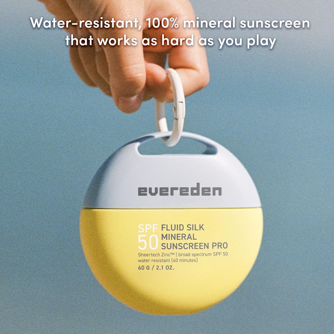 Evereden SPF50 Fluid Silk Mineral Kids Sunscreen: Clean Cooling Non-Nano UVA, UVB, & IR Protection for Sensitive Skin - Sheer, Lightweight, & Waterproof for Up to 40 Mins - Beach Day Toddler Sunscreen