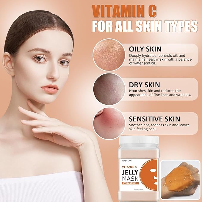 Jelly Mask for Facials Professional - Vitamin C Jelly Mask Powder, Even Face Skin Care for Facial Vajacial Peel Off Mask, Esthetician Supplies, Natural Ingredients Unscent
