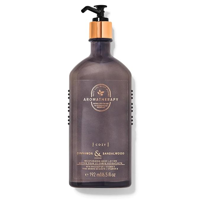 Bath and Body Works Aromatherapy Cinnamon & Sandalwood Body Lotion with Natural Essential Oils 6.5 Fluid Ounce (Cinnamon & Sandalwood)