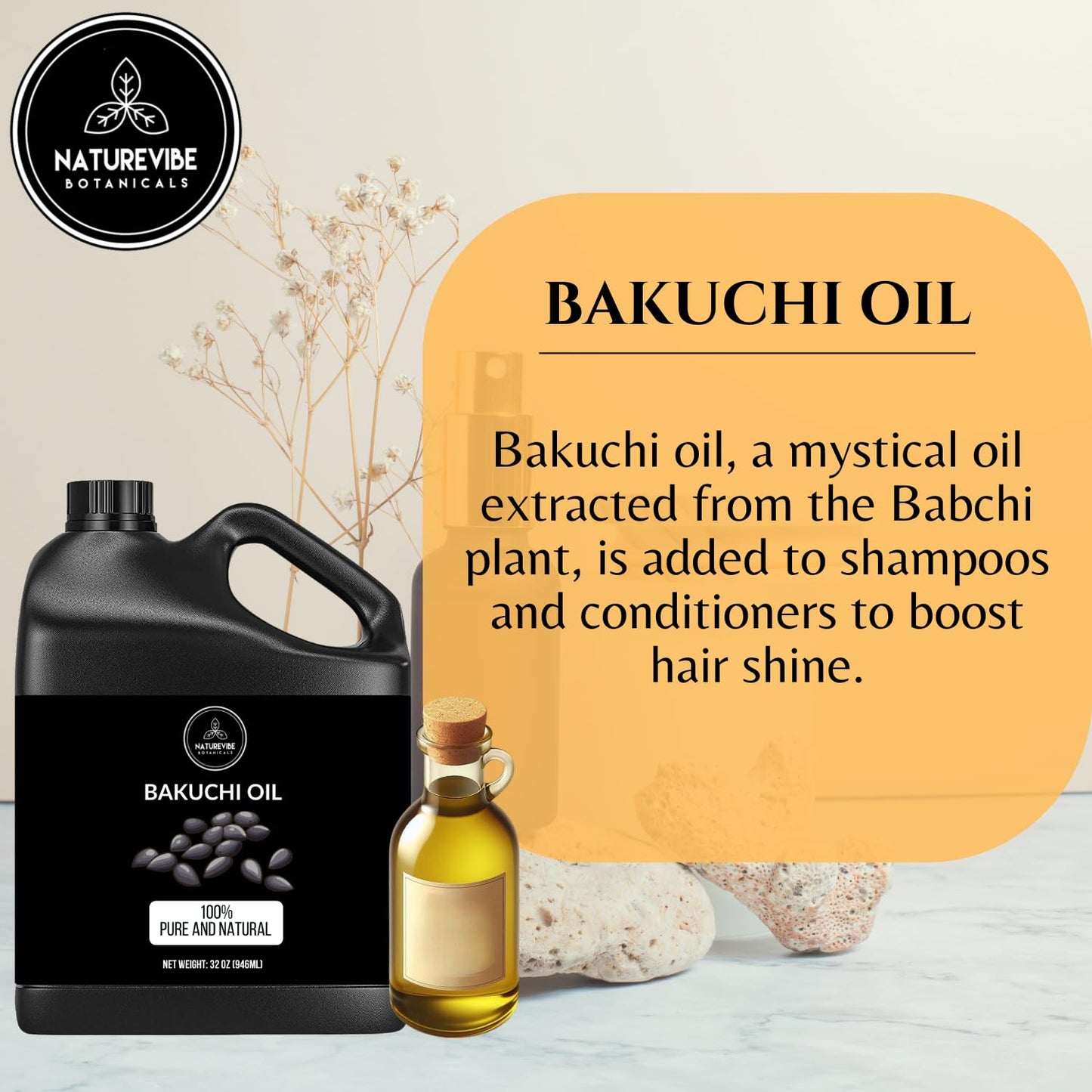 Naturevibe Botanicals Bakuchi (Babchi) Oil 32 Ounces | 100% Pure and Natural | Great for Skin Care and Hair Care