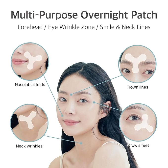 Forehead Wrinkle Patches – 8pcs | Labottach Korean Skincare Hydrogel Firming Patch for Between Eyes, Smile Lines & Fine Lines with Adenosine, Tartaric Acid | Stretch & Lift | Home Skin Care