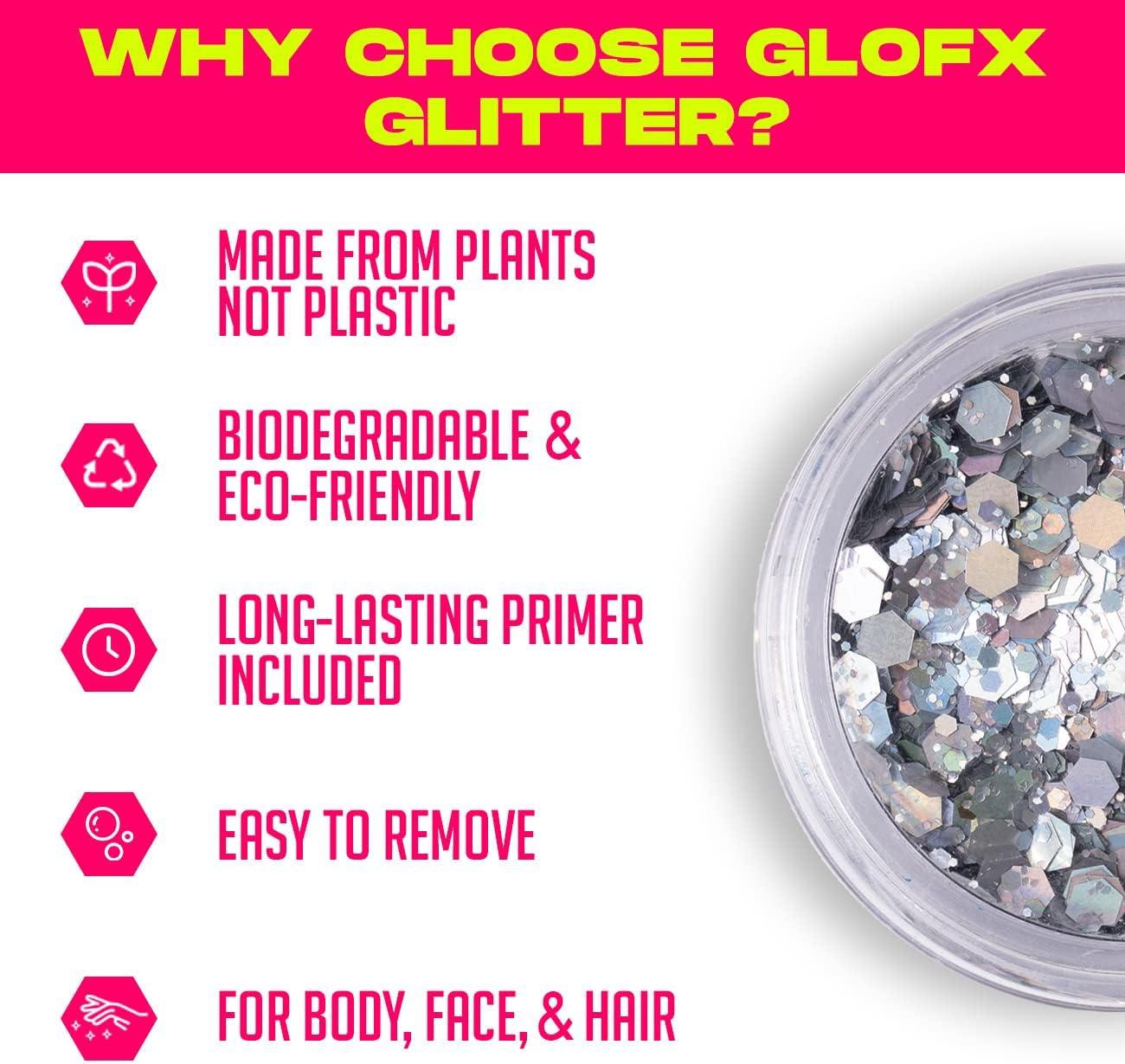 Gold Biodegradable Glitter Makeup | Plant Based, Eco Friendly, Hair Glitter, Face Glitter or Body Glitter | Cosplay, EDM Music Festival, and Rave Makeup Accessory | 5 Grams of Chunky Glitter