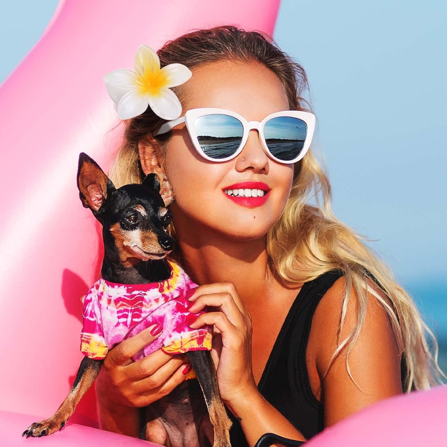 Hair Clip, 4 Count White Flower Claw Clips for Thick/Thin Hair, Strong Hold Nonslip Hair Clips, Tropical Hair Accessories for Women Girls, Hawaiian Holiday Gifts