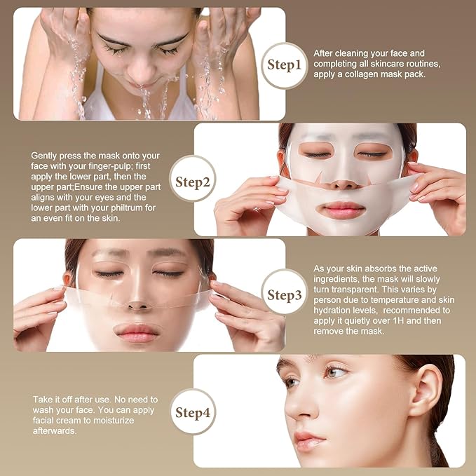 ISTON 6 Pack Bio-Collagen Real Deep Anti Wrinkle Lifting Mask,Overnight Hydrating Face Mask for All Skin Types -Pore Minimizing,Elasticity Enhancing,Firming,Moisturizing