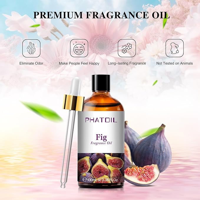3.38FL.OZ Fig Fragrance Oils for Aromatherapy, Essential Oils for Diffusers for Home, Perfect for Diffuser, Yoga, Skin Care, DIY Candle and Soap Making - 100ml