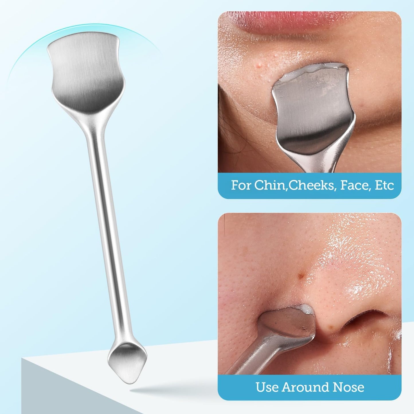 LitBear Pore Prep Tool, Blackhead Remover Pimple Popper Tool Kit, Stainless Steel Blackhead Extractions Tool for Acne, Whitehead Popping, Blemish, Comedone, Black