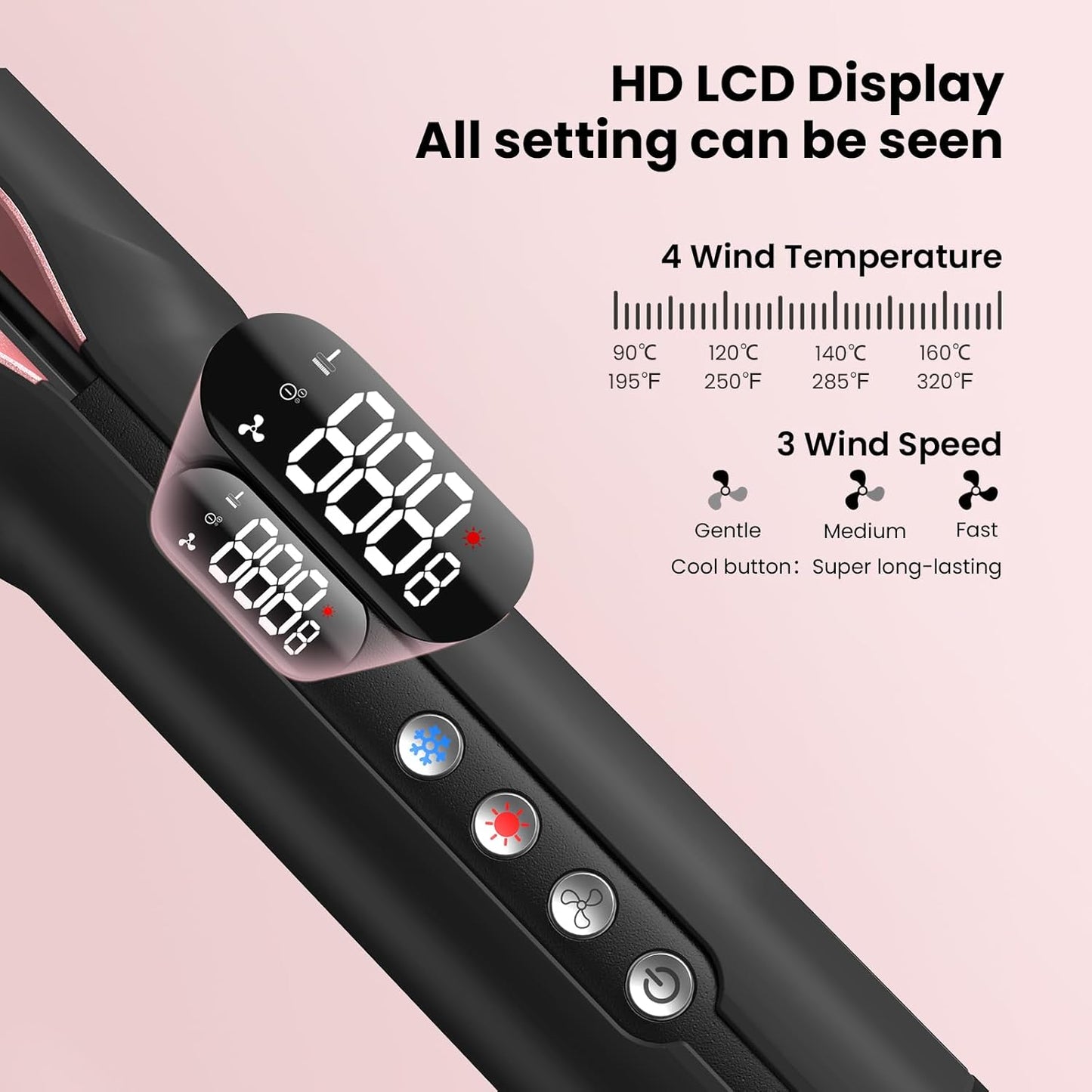 Hair Straightener - 2 in 1 Wet to Dry Hair Dryer and Straightener with High-Speed Airflow + Rapid Heat-Up + Customizable Temperature + LCD Display & Auto Shut-Off + No Heat Damage (Dark Black)