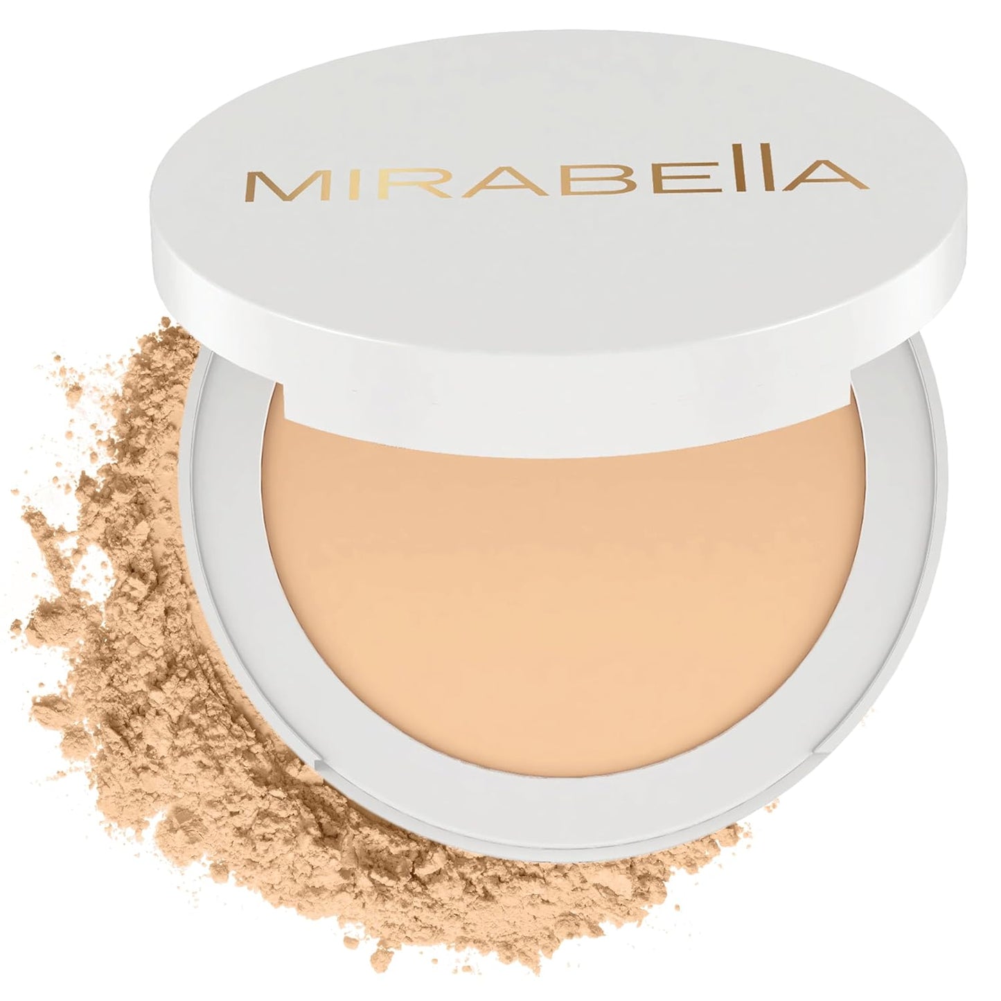 MIRABELLA - Invincible for All Pure Press Foundation, HD-Finish Pressed Powder, Buildable Mineral Pressed Powder Compact with Jojoba & Triglyceride, Age-Defying Makeup for All Skin Types, Medium M10
