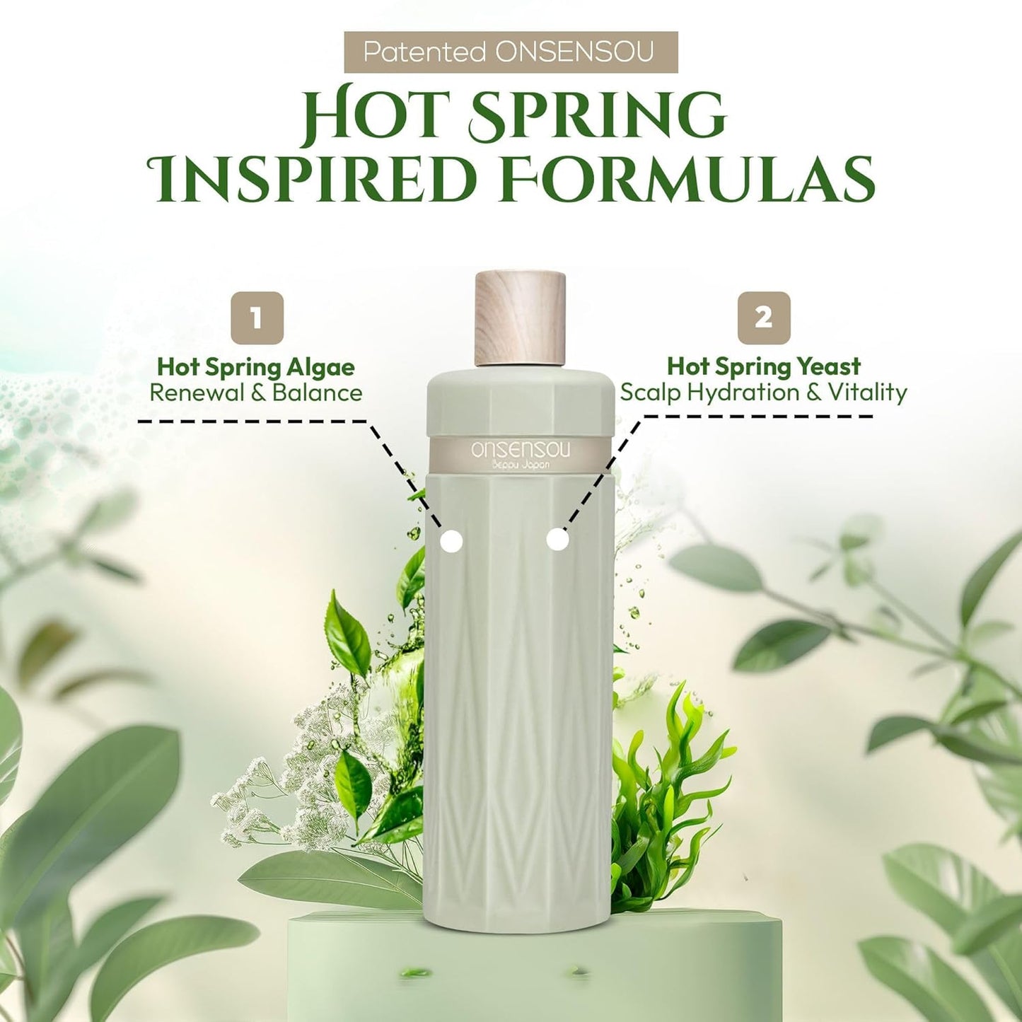 Hair Treatment for Sensitive Scalp & Dry, Damaged Hair Women & Men, Deep Conditioner with Hot Spring Yeast & Greens Extract from Japan, Silicone & Sulfate Free, Daily Use, 10.1 Fl Oz