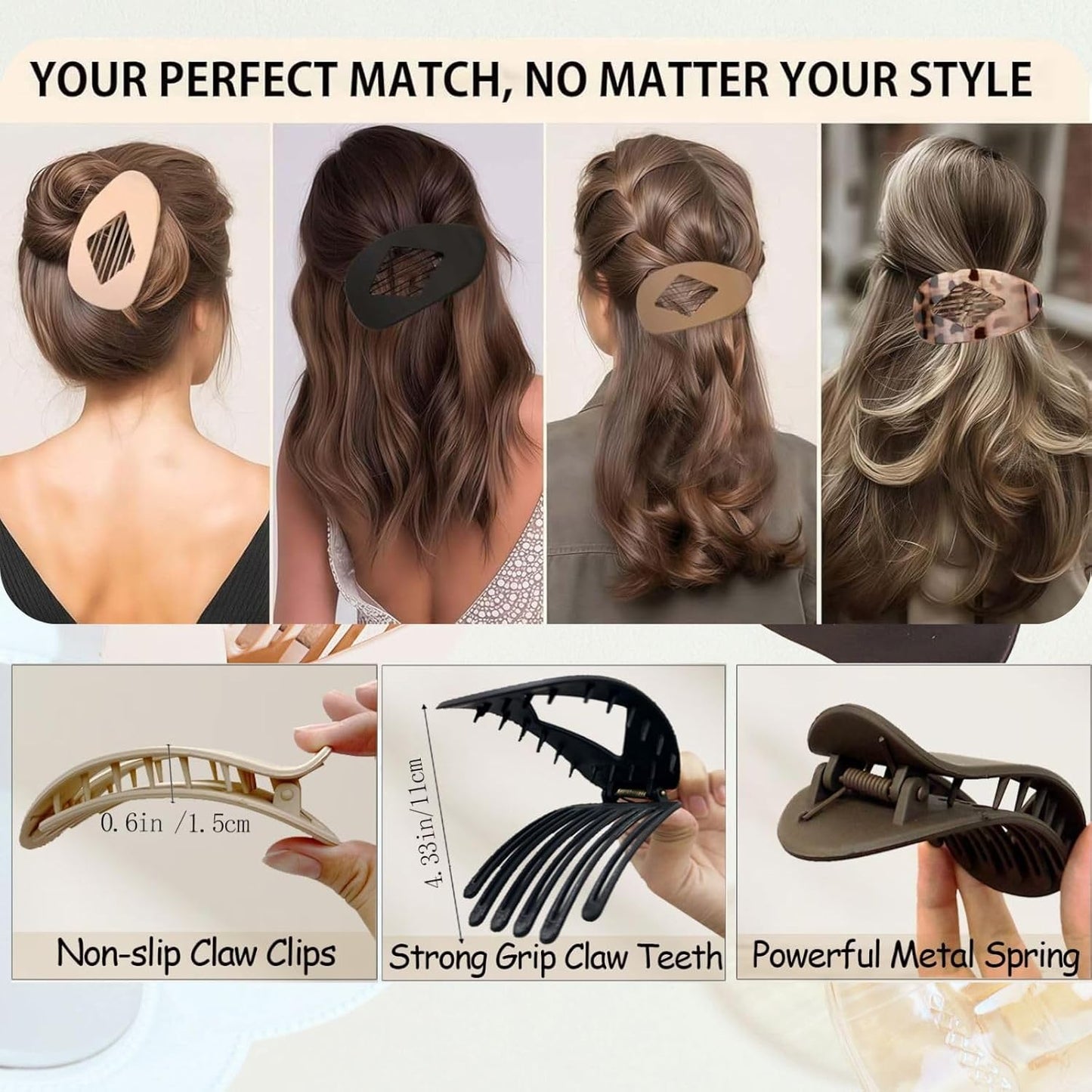 4PCS Duckbill Hair Clips, Lightweight and Simple Flat Hair Clips; Suitable for Curly Hair, Straight Hair, Suitable for Thick and Thin Hair, Duck Shaped Flat Hair Clip, Suitable for Women & Girls