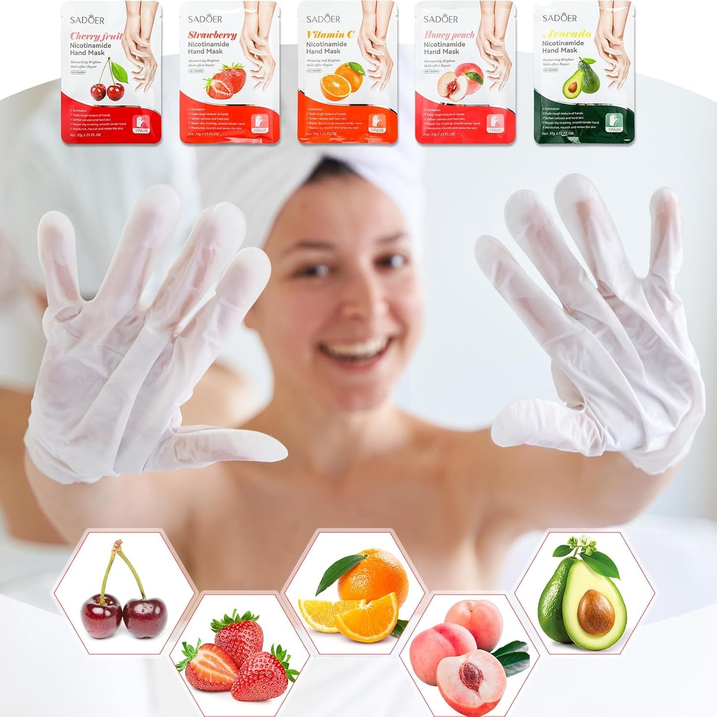 24 Pcs Fruits Beauty Hand Mask Bulk Hydrating Hand Moisturizing Gloves Treatment Mask for Spa Kit Sleeping Skincare Gift Beauty Kits for Women