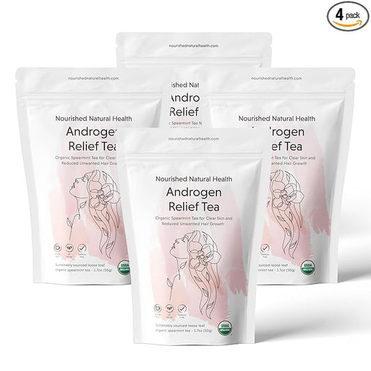 Nourished Androgen Relief Spearmint Tea - Organic Herbal Spearmint Tea for Clear Skin and Reduced Unwanted Facial Hair Growth - 240 Servings