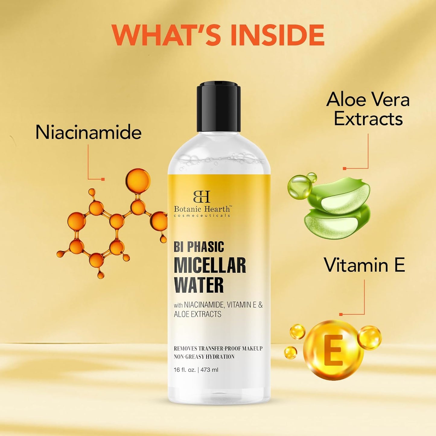 Botanic Hearth Bi|Phasic Micellar Water 16 Fl Oz | Gently Cleanses, Makeup Remover With Dual|Phase Formula, Suitable For All Skin Types