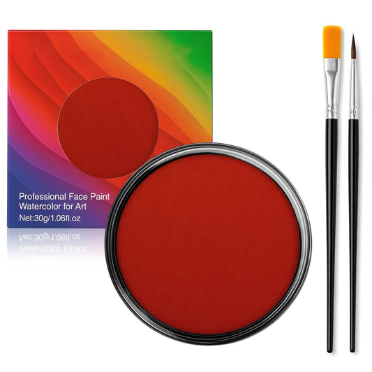 Face Body Paint Kit for Kids & Adults, Non-Toxic Water-Based Professional Face Painting Palette with Brushes for Halloween Clown Goth Vampire SFX Makeup, Art Stage Cosplay Parties, Red