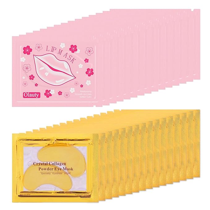 30 Pairs 24K Gold Lip & Under Eye Mask Set - Hydrating Gel Pads for Dry Lips & Dark Circles | Skincare with Hyaluronic Acid & Vitamin E | Effectively Nourishes the Lip & Eye Skin