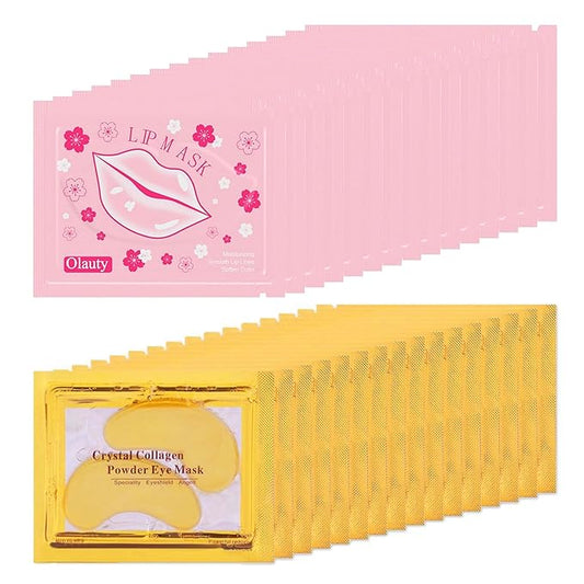 30 Pairs 24K Gold Lip & Under Eye Mask Set - Hydrating Gel Pads for Dry Lips & Dark Circles | Skincare with Hyaluronic Acid & Vitamin E | Effectively Nourishes the Lip & Eye Skin