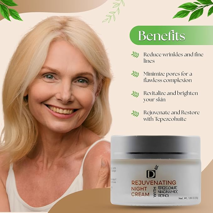 Rejuvenating Facial Night Cream with Retinol, Tepezcohuite, Niacinamide - cruelty-free, vegan, paraben-free silicone-free Mexican Natural skincare ingredients