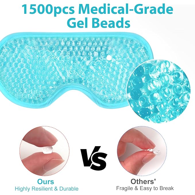 BeeVines Gel Eye Mask, 2 Pack Cooling Ice Masks for Puffy Eyes for Men & Women, Cold & Warm Compress for Post Surgery, Puffiness, Allergies, Sinuses & Migraines Treatment(Blue & Green)