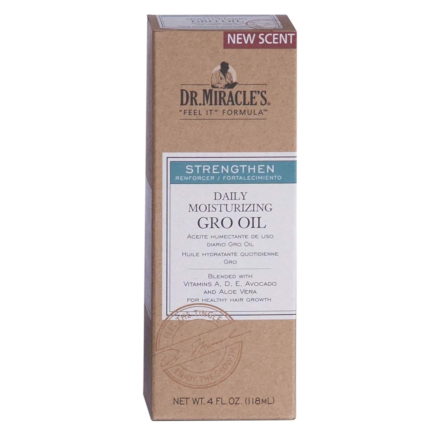 Dr, Miracle's Daily Moisturizing Gro Oil blended with Vitamins A,D,E, Avocado and Aloe Vera – Hair Growth & Scalp Treatment, Strengthens & Repairs, 4 Oz, Pack of 3