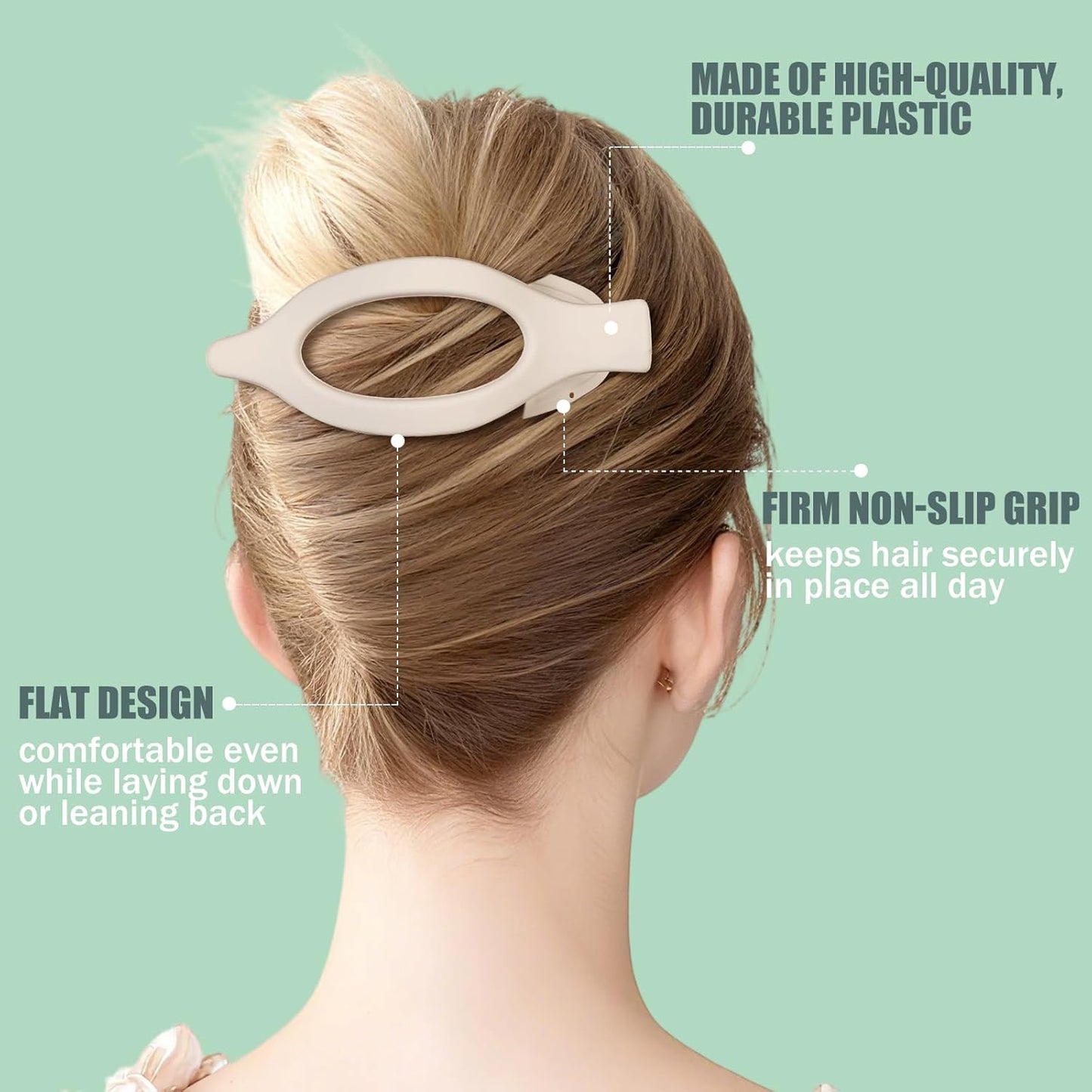 Flat Hair Clips for Women - 6 PCS French Flat Claw Clips Medium Hair Clips for Girls Large Hair Claw Clips for Thick or Thin Hair Strong Hold No Slip Hair Accessories for women (Basic)