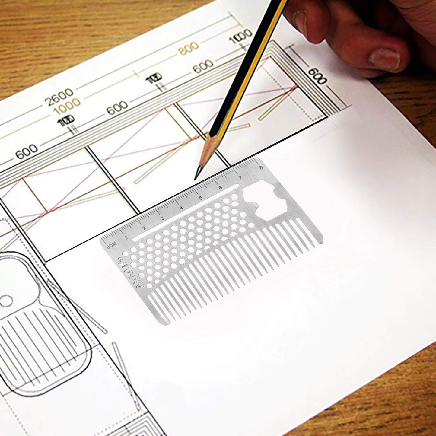 AhfuLife Stainless Steel Metal Hair&Beard Comb - Anti-Static Dual Action Beard Comb - Credit Card Size Combs Perfect for Wallet and Pocket - Presented in Gift Box