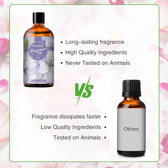 3.38FL.OZ Freesia Fragrance Oils for Aromatherapy, Essential Oils for Diffusers for Home, Perfect for Diffuser, DIY Candle and Soap Making, DIY Scented Products - 100ml