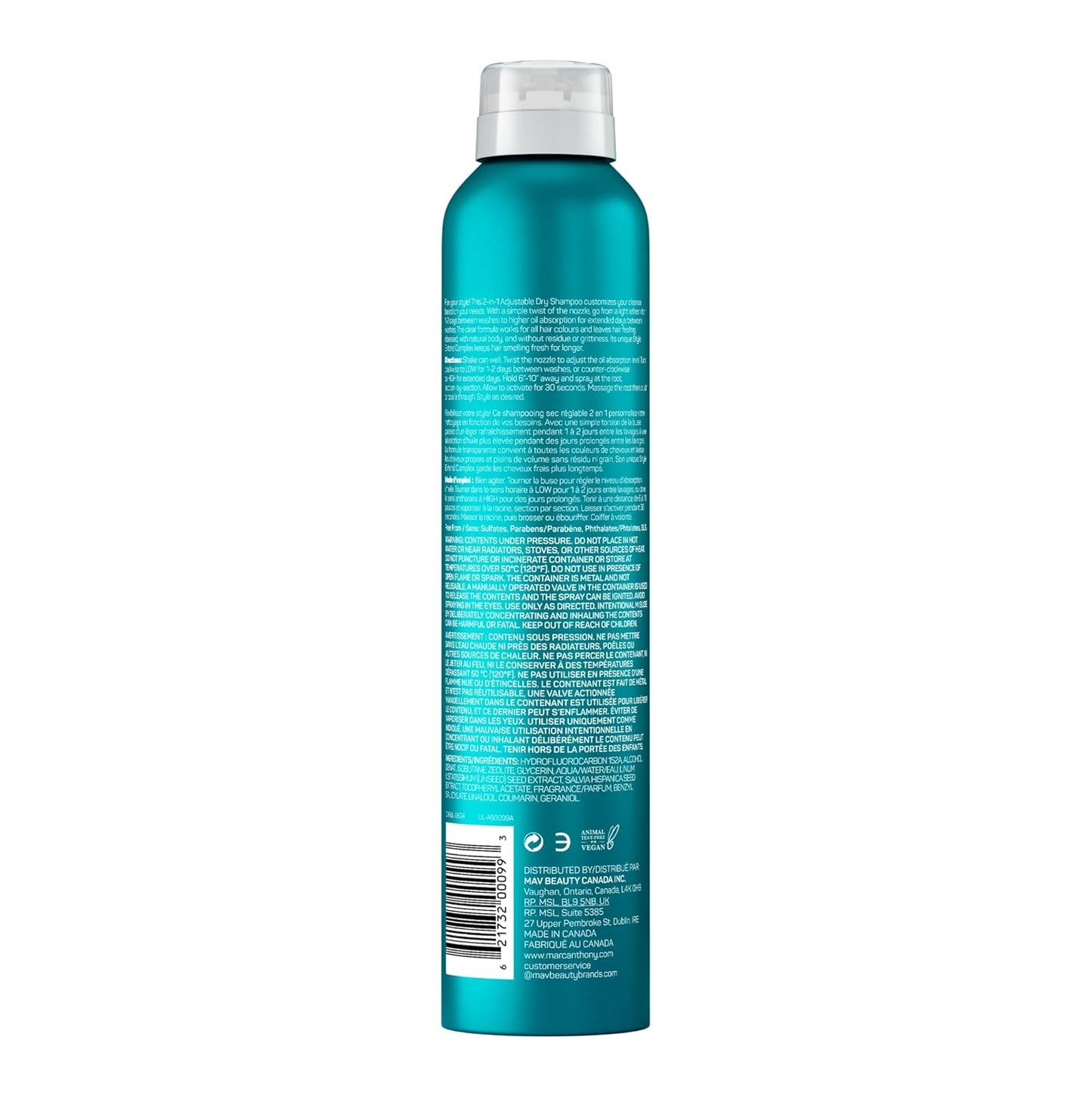 Marc Anthony Dry Shampoo for Women & Men, Style Flex 2-in-1 Adjustable Spray - 2 Cleaning Levels Dry Shampoo for Refreshed, Well-Groomed Hair Between Washes - All Hair Colors, 7 oz