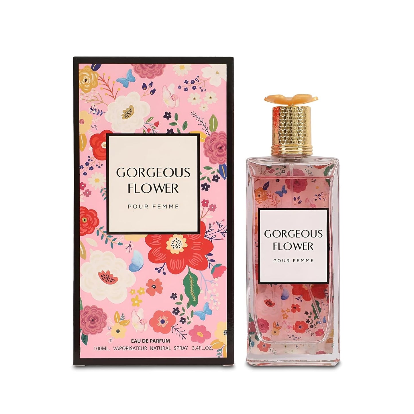2PCS Gorgeous Flower Eau de Parfum for Women - 100ml Floral & Fruity Perfume with Lavender, Coconut, Vanilla & Pear, Long-Lasting Feminine Fragrance
