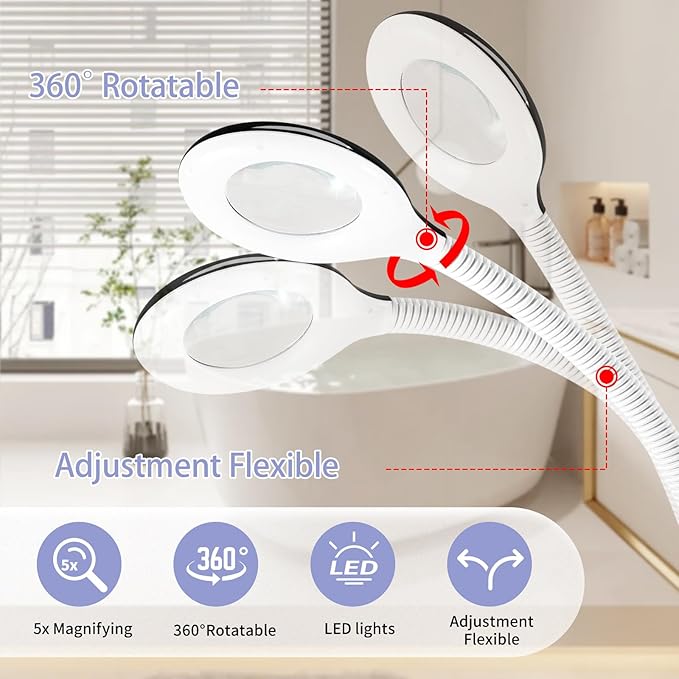 Professional 2 in 1 Facial Steamer on Wheels with 5X Magnifying Lamp and Ozone Facial Steamer for Deep Cleaning, Esthetician Use in Spa, Salon and Home