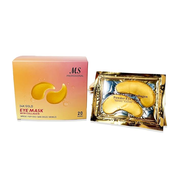 MS Under Eye Mask, Hydrogel Eyepatch, Eyepad Crystal 24K Gold, Skincare Collagen Korean Eye Mask, Puffy Eyes, Wrinkles Gel Under Eye Patches, Vegan Self Care, Eyemask For Reduce Dark Circles,