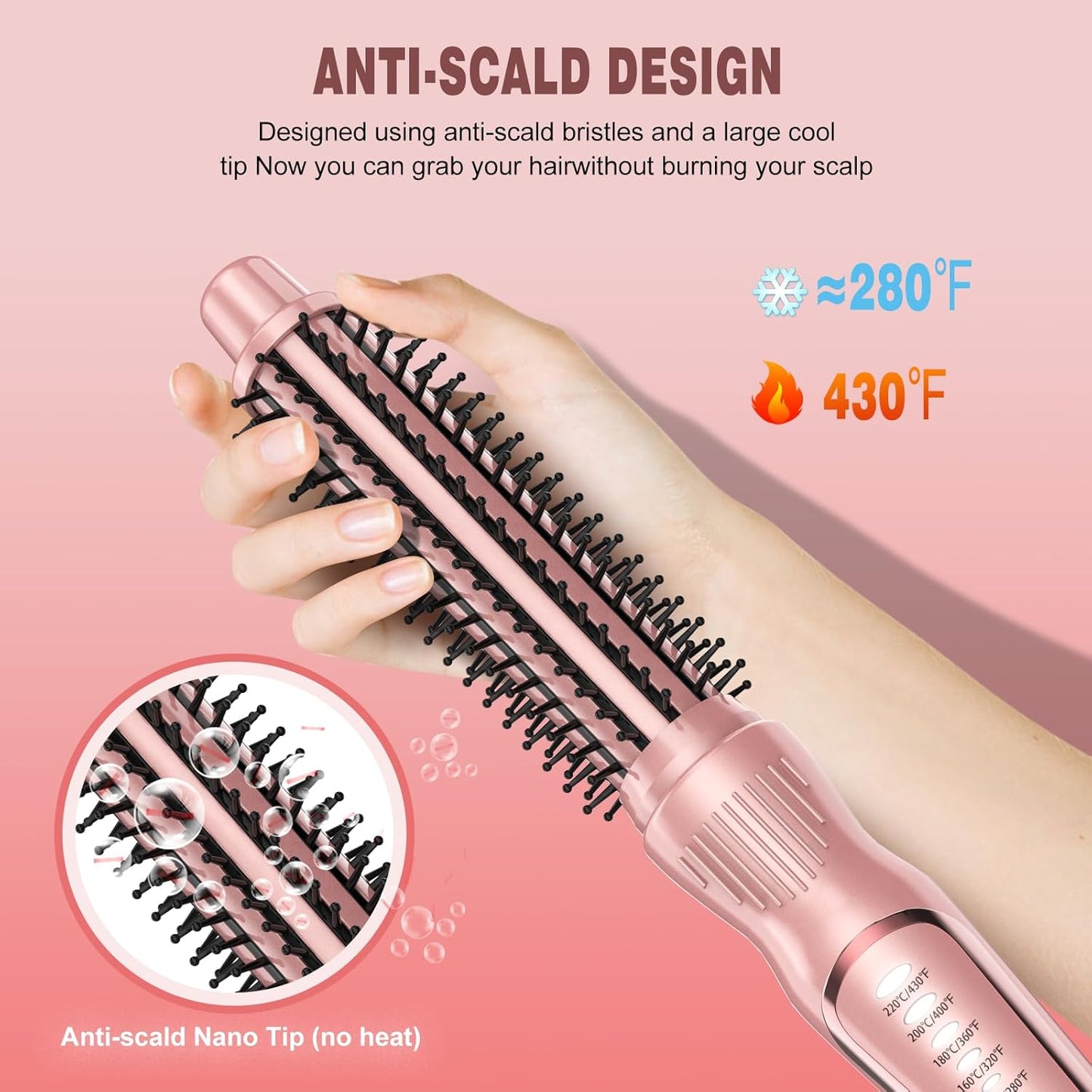 Thermal Brush, Heated Round Brush & Curling Iron with Ceramic Ionic Technology, Hair Tools for Volumizing & Styling, Travel-Friendly Hot Comb with Adjustable Temperature（Gold 1 inch）