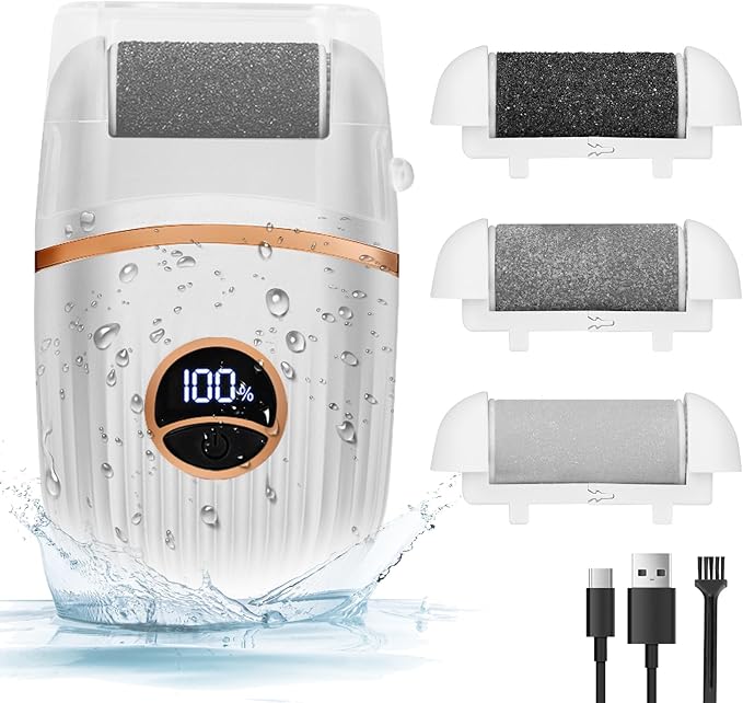 Automatic Callus Remover for Feet, Rechargeable Pedicure Tools for Feet, Electric Foot Callus Remover with 3 Roller Heads 2 Speed, Waterproof Foot File Perfect for Dead Hard Cracked Dry Skin