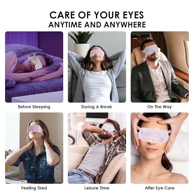 Disposable Hyaluronic Acid Eye Masks for Sleep & Relaxation, Heated Steam Eye Masks for Spa & Travel,Relieving Dry Eyes, Dark Circles & Puffiness,Gifts for Women,Lavender 10 Packs