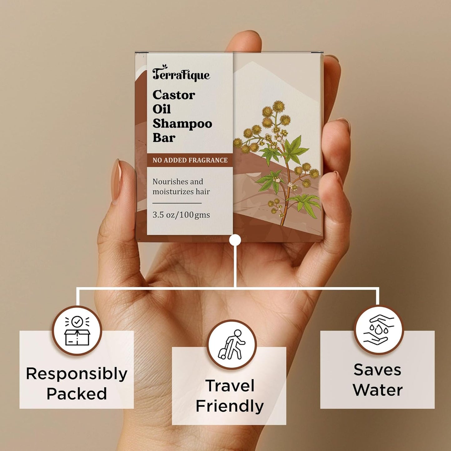 Castor Oil Shampoo Bar - No Added Fragrance - Solid Shampoo for Thinning Hair - Men and Women - 3.5 Oz - Pack of 3