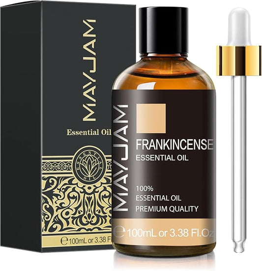 Frankincense Essential Oil 100ml, MAYJAM Premium Essential Oils for Aromatherapy, Diffuser, Soap Making, Candle Making, Large Bottle Frankincense Oil with Gift Box(3.38fl.oz)