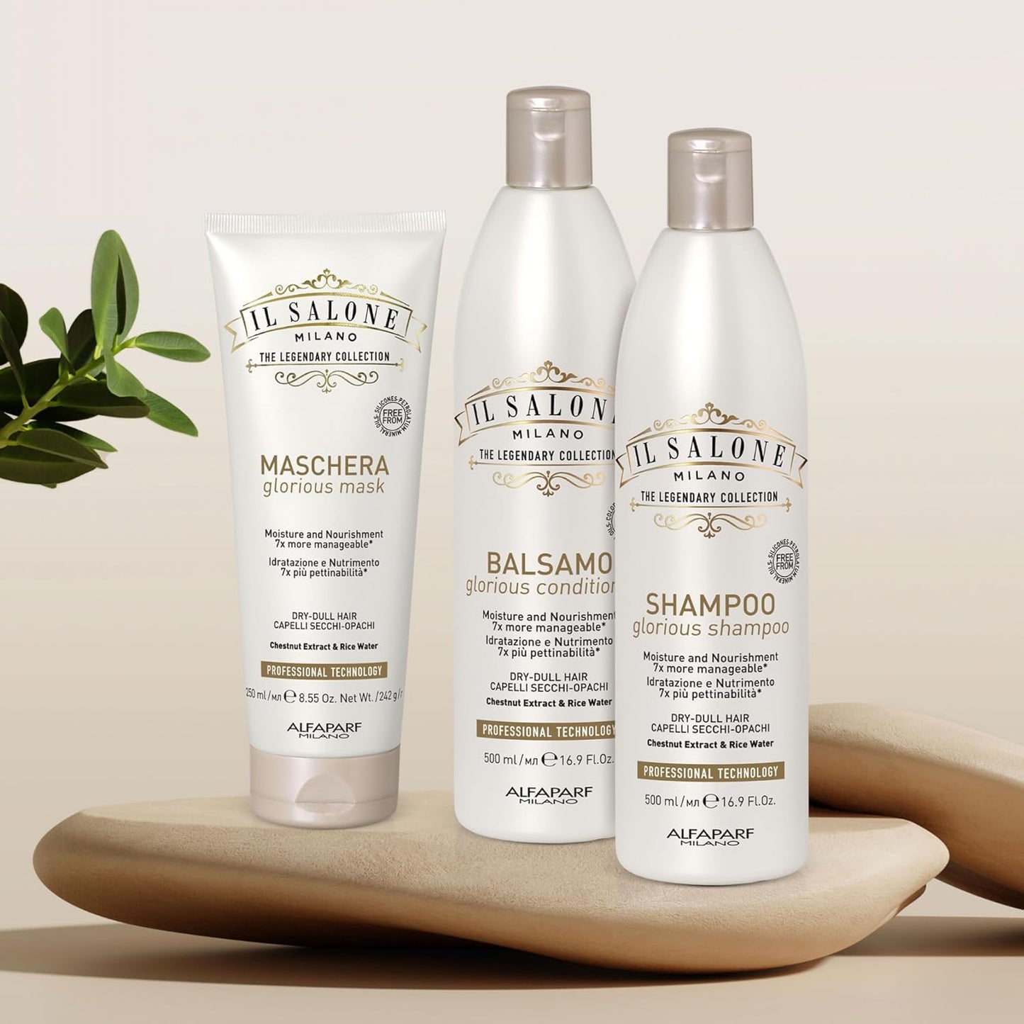 Il Salone Milano Glorious Moisturizing Shampoo for Dry Hair - Adds Shine and Softness to Dull Hair - Repairs and Protects - Professional Hydrating Shampoo - Made in Italy - Vegan (16.9 oz / 500ml)