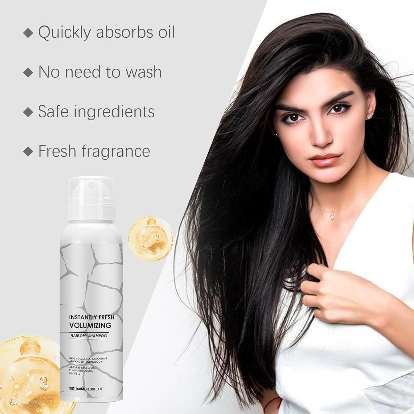 Hair Dry Shampoo, Invisible Dry Shampoo for Women, Instantly Fresh & Volumizing, No Residue, Talc-Free, for All Hair Types