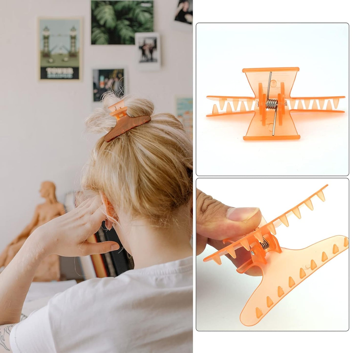 Ondder Hair Clips for Styling - Orange Butterfly Claws Clamps Pro Salon Clips for Cutting, Coloring, and Hair Accessories for Women Girls