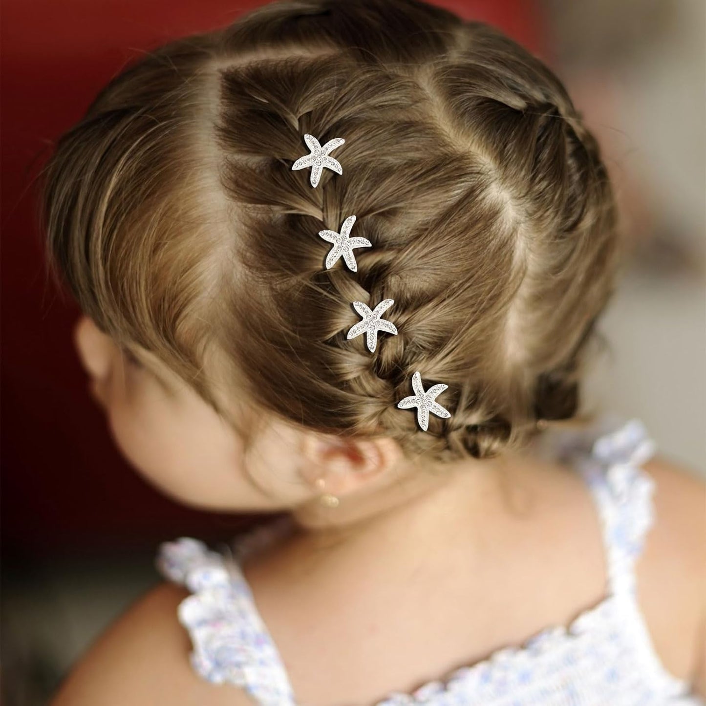 YISSION Starfish Hair Clip, 20Pcs White Rhinestone Hair Pins for Girls Women, Small Decorative Hair Clips, Wedding Hair Barrettes, Bridal Hair Accessories, Beach Wedding Party