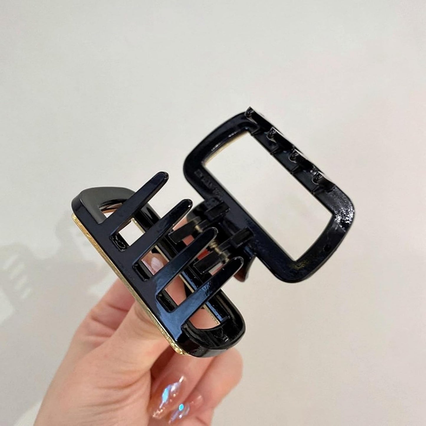 SINIDE Crystal Hair Claw Clips, Square Rhinestone Plastic Claw Clips Nonslip Acrylic Jaw Clip for Thick Long Hair, Fashion Clamps Accessories for Women Strong Hold Barrette for Styling (2 Pack)