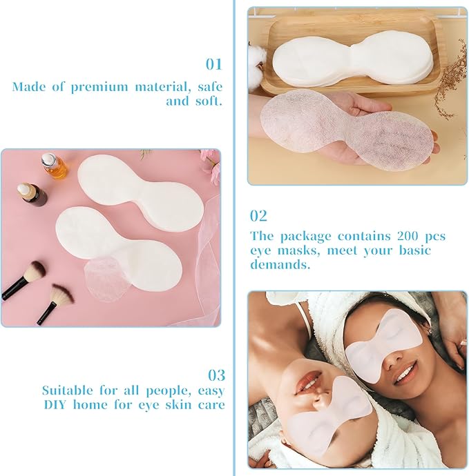 200 Sheets Disposable Eye Mask Paper, Natural Silk Eye Cover for Facial Spa Eye Care Patches Paper DIY Eye Covers Disposable for Spa Eye Care