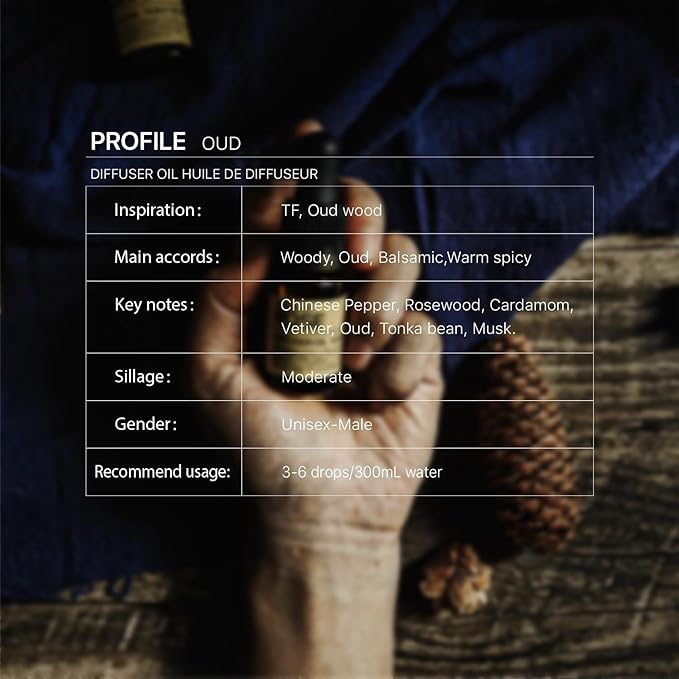 Oud Diffuser Oil, Niche Scent, Luxury Chinese Pepper, Rosewood, Cardamom, Vetiver, Oud, Tonka Bean, Musk Essential Oils Blend for Ultrasonic Diffuser Scent Projects(4 oz/118mL)…